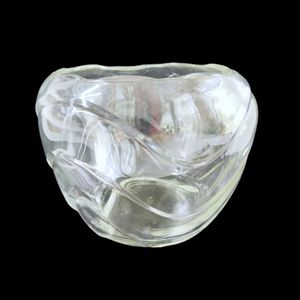 Vintage Clear Art Glass Vase / Bowl 6" Wide, Wave Design, MidCentury Modern